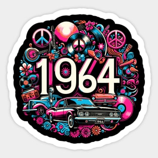 Vibrant 1964 Retro Nostalgic Year Design Sticker